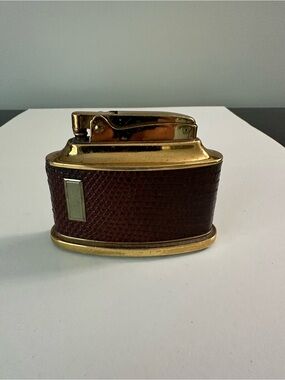 Ronson Senator Lighter with Brown Leather Wrap